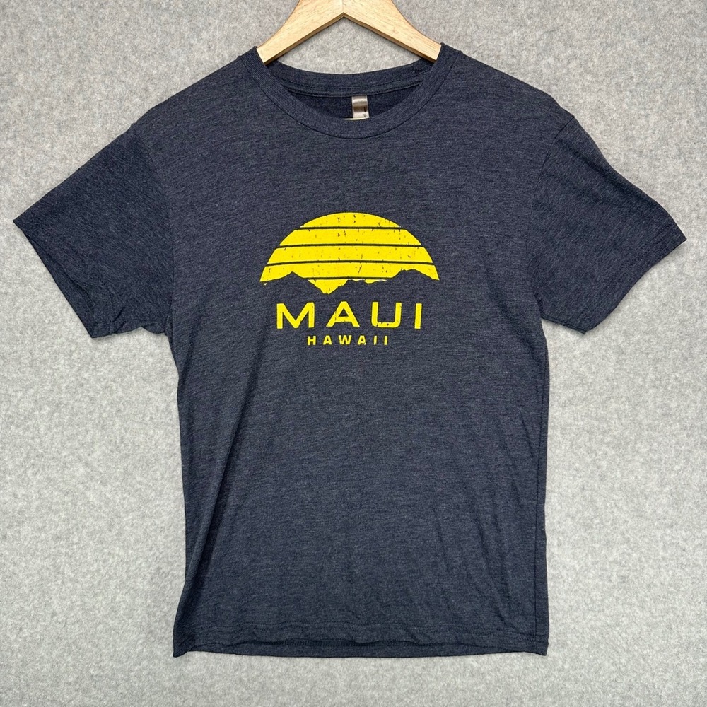 Maui Hawaii Next Level Mens Graphic T-Shirt Navy Heather Small Short Sleeve